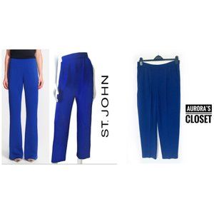 St John 2 Cobalt Blue Santana Knit Pants High Waist $500